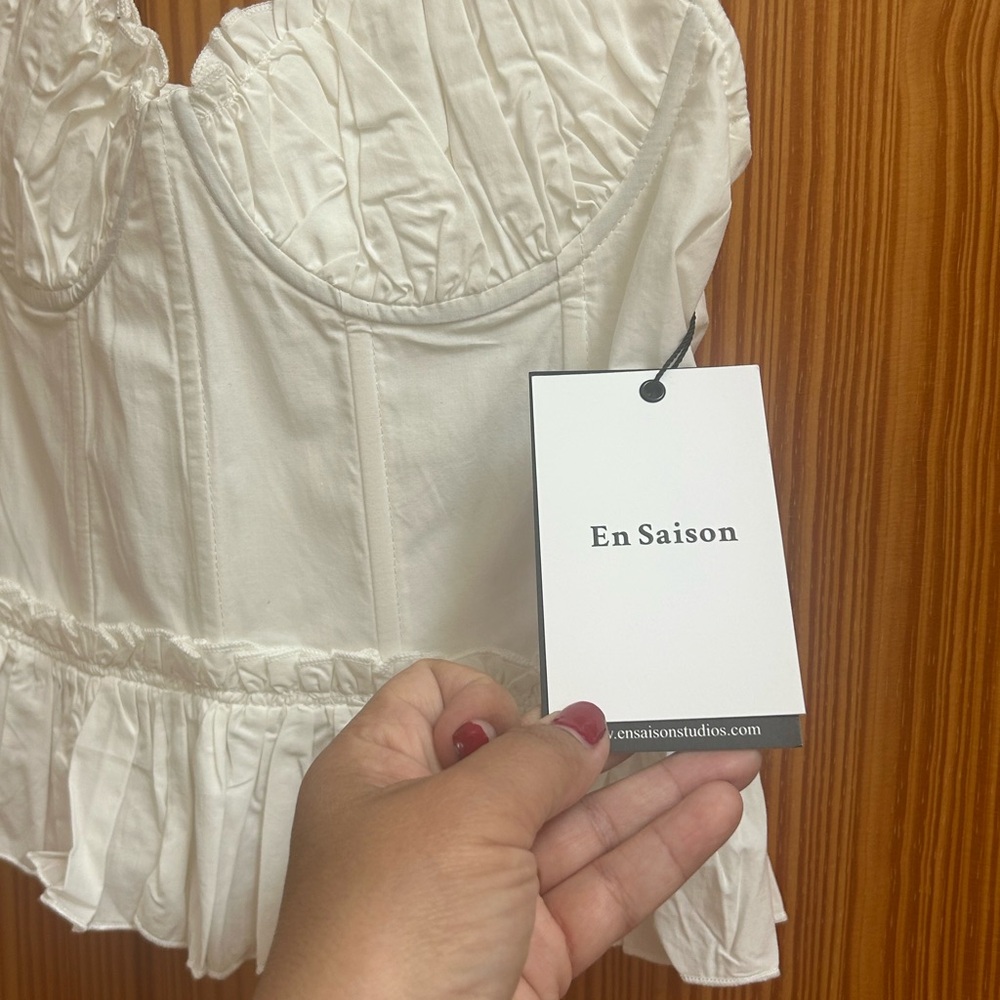 En Saison Ivory Ruffled Corset Top - Picture 2 of 5
